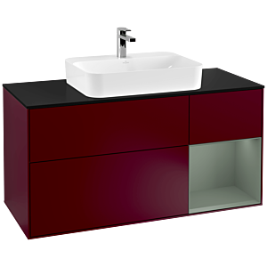 Villeroy and Boch Finion Villeroy and Boch Finion F422GMHB 120cm, cover plate black matt, shelf on the right Olive Matt Lacquer , Peony Matt