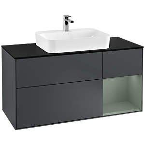 Villeroy and Boch Finion Villeroy and Boch Finion F422GMHG 120cm, cover plate matt black, shelf on the right Olive Matt Lacquer , Midnight Blue Matt Lacquer