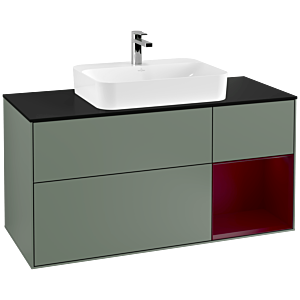 Villeroy and Boch Finion Villeroy and Boch Finion F422HBGM 120cm, cover plate black matt, shelf on the right Peony , Olive Matt Lacquer