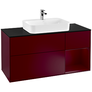 Villeroy et Boch Finion Villeroy et Boch F422HBHB 120cm, plaque de finition noir mat, étagère à droite Peony , Peony Matt