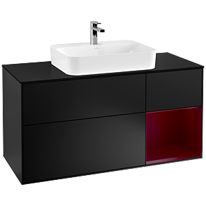 Villeroy and Boch Finion Villeroy and Boch Finion F422HBPD 120cm, cover plate black matt, shelf on the right Peony , black matt lacquer