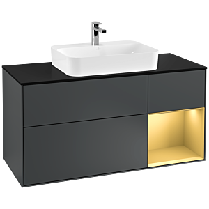 Villeroy and Boch Finion Villeroy and Boch Finion F422HFHG 120cm, cover plate black matt, shelf right gold matt, Midnight Blue Matt Lacquer