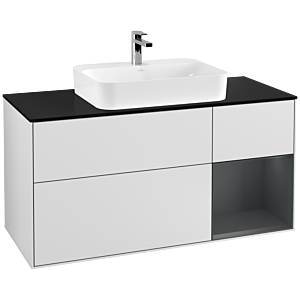 Villeroy and Boch Finion Villeroy and Boch Finion F422HGMT 120cm, cover plate black matt, shelf on the right Midnight Blue Matt Lacquer , white matt lacquer