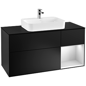 Villeroy and Boch Finion Villeroy and Boch Finion F422MTPD 120cm, cover plate black matt, shelf on the right white matt lacquer, black matt lacquer