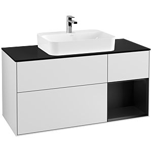 Villeroy and Boch Finion Villeroy and Boch Finion F422PDMT 120cm, cover plate black matt, shelf on the right black matt lacquer, white matt lacquer