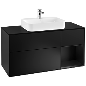 Villeroy and Boch Finion Villeroy and Boch Finion F422PDPD 120cm, cover plate black matt, shelf on the right black matt lacquer, black matt lacquer