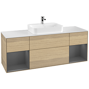 Villeroy and Boch Finion Villeroy and Boch Finion F451GKPC 160x60.3cm, cover plate matt white, shelves anthracite matt lacquer, Oak Veneer