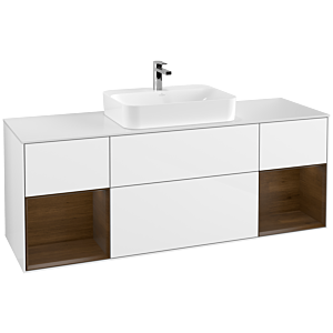 Villeroy and Boch Finion Villeroy and Boch Finion F451GNGF 160x60.3cm, cover plate matt white, shelves walnut veneer, glossy white lacquer