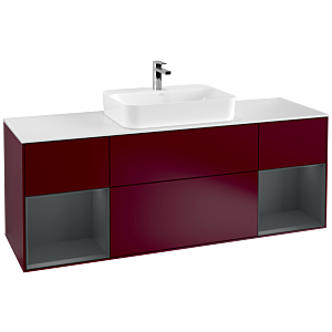 Villeroy und Boch Finion Waschtischunterschrank F451HGHB 160x60,3cm, Abdeckplatte white matt, Regale Midnight matt lacquer, Peony Matt