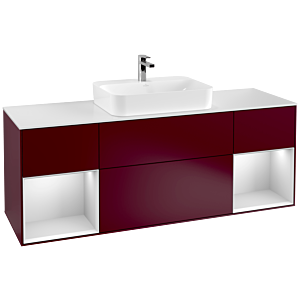 Villeroy und Boch Finion Waschtischunterschrank F451MTHB 160x60,3cm, Abdeckplatte white matt, Regale White matt lacquer, Peony Matt