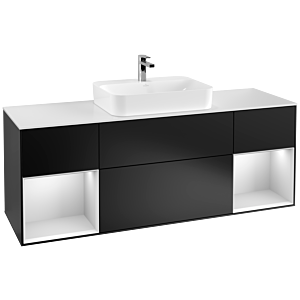 Villeroy and Boch Finion Villeroy and Boch Finion F451MTPD 160x60.3cm, cover plate white matt, shelves white matt lacquer, black matt lacquer