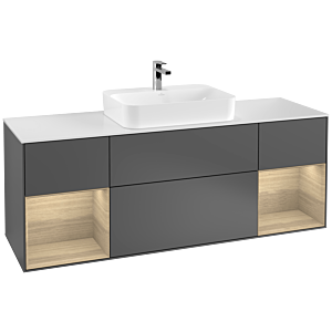 Villeroy and Boch Finion Villeroy and Boch Finion F451PCGK 160x60.3cm, cover plate white matt, shelves Oak Veneer , anthracite matt