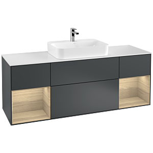 Villeroy und Boch Finion Waschtischunterschrank F451PCHG 160x60,3cm, Abdeckplatte white matt, Regale Oak Veneer, Midnight Blue Matt Lacquer