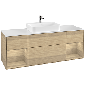 Villeroy und Boch Finion Waschtischunterschrank F451PCPC 160x60,3cm, Abdeckplatte white matt, Regale Oak Veneer, Oak Veneer