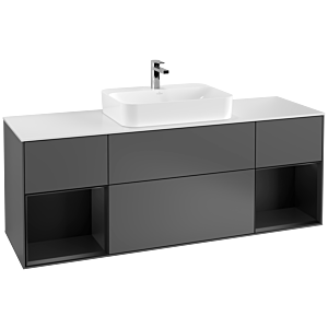 Villeroy and Boch Finion Villeroy and Boch Finion F451PDGK 160x60.3cm, cover plate matt white, shelves matt black lacquer, matt anthracite