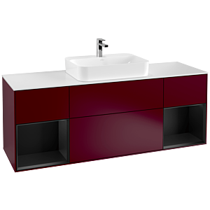 Villeroy und Boch Finion Waschtischunterschrank F451PDHB 160x60,3cm, Abdeckplatte white matt, Regale Black matt lacquer, Peony Matt