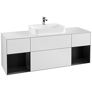 Villeroy und Boch Finion Waschtischunterschrank F451PDMT 160x60,3cm, Abdeckplatte white matt, Regale Black matt lacquer, White matt lacquer