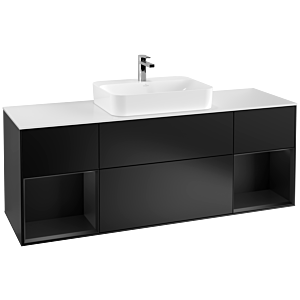 Villeroy und Boch Finion Waschtischunterschrank F451PDPD 160x60,3cm, Abdeckplatte white matt, Regale Black matt lacquer, Black matt lacquer