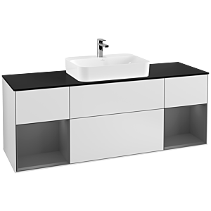 Villeroy and Boch Finion Villeroy and Boch Finion F452GKMT 160x60.3cm, black matt cover plate, anthracite matt lacquer shelves, white matt lacquer