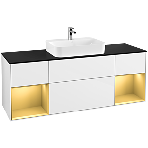 Villeroy and Boch Finion Villeroy and Boch Finion F452HFGF 160x60.3cm, cover plate black matt, shelves gold matt lacquer, glossy white lacquer