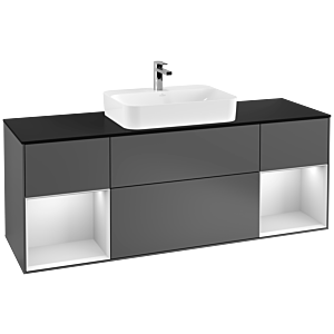 Villeroy and Boch Finion Villeroy and Boch Finion F452MTGK 160x60.3cm, cover plate black matt, shelves white matt lacquer, anthracite matt