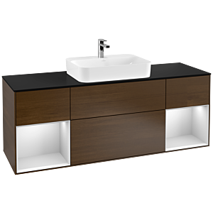 Villeroy and Boch Finion Villeroy and Boch Finion F452MTGN 160x60.3cm, cover plate black matt, shelves white matt lacquer, walnut veneer