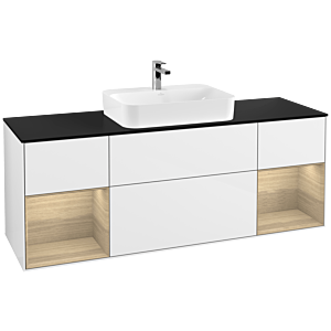 Villeroy and Boch Finion Villeroy and Boch Finion F452PCGF 160x60.3cm, cover plate matt black, shelves Oak Veneer , glossy white lacquer