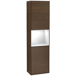 Villeroy and Boch Finion cabinet F460GFGN 41.8x151.6x27cm, left, shelf Glossy white lacquer, Walnut veneer