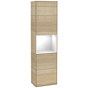 Villeroy et Boch armoire Finion F460GFPC 41.8x151.6x27cm, gauche, étagère Glossy White Lacquer , Oak Veneer