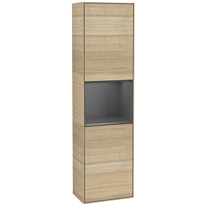 Villeroy und Boch Finion Hochschrank F460GKPC 41,8x151,6x27cm, links, Regal Anthracite Matt Lacquer, Oak Veneer