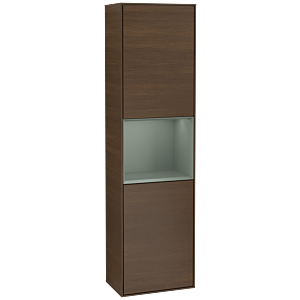 Villeroy und Boch Finion Hochschrank F460GMGN 41,8x151,6x27cm, links, Regal Olive Matt Lacquer, Walnut veneer