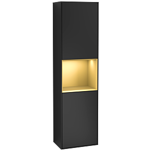 Villeroy und Boch Finion Hochschrank F460HFPD 41,8x151,6x27cm, links, Regal Gold Matt Lacquer, Black matt lacquer