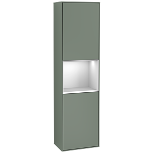 Villeroy und Boch Finion Hochschrank F460MTGM 41,8x151,6x27cm, links, Regal White Matt Lacquer, Olive Matt Lacquer