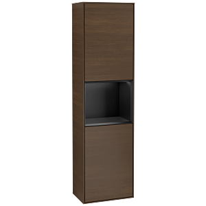 Villeroy and Boch Finion cabinet F460PDGN 41.8x151.6x27cm, left, shelf black matt lacquer, walnut veneer