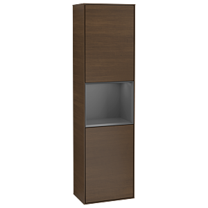 Villeroy und Boch Finion Hochschrank F470GKGN 41,8x151,6x27cm, rechts, Regal Anthracite Matt Lacquer, Walnut veneer