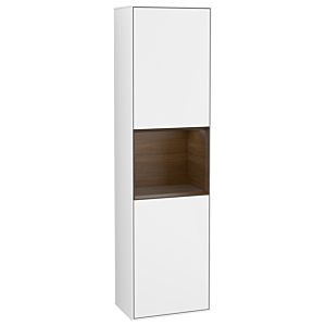 Villeroy und Boch Finion Hochschrank F470GNGF 41,8x151,6x27cm, rechts, Regal Walnut veneer, Glossy white lacquer