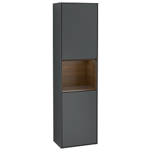Villeroy und Boch Finion Hochschrank F470GNHG 41,8x151,6x27cm, rechts, Regal Walnut Veneer, Midnight Blue Matt Lacquer