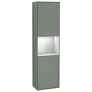 Villeroy und Boch Finion Hochschrank F470MTGM 41,8x151,6x27cm, rechts, Regal White Matt Lacquer, Olive Matt Lacquer