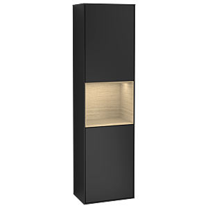 Villeroy et Boch armoire Finion F470PCPD 41.8x151.6x27cm, droite, étagère Oak Venerr, laqué noir mat