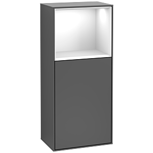 Villeroy und Boch Finion Seitenschrank F500GFGK 41,8x93,6x27cm, links, Regal oben Glossy White, Anthracite matt