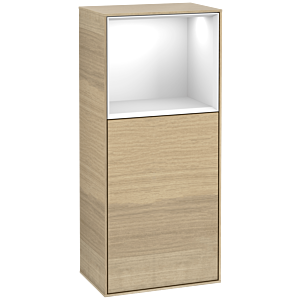 Villeroy et Boch Finion armoire latérale F500GFPC 41.8x93.6x27cm, gauche, étagère au-dessus Glossy White , Oak Veneer