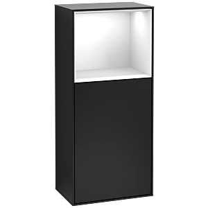 Villeroy et Boch armoire latérale Finion F500GFPD 41.8x93.6x27cm, gauche, étagère au-dessus de Glossy White , laqué noir mat