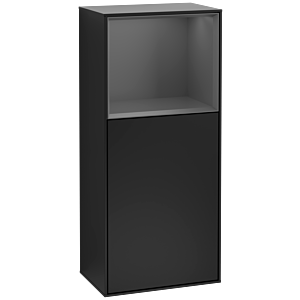 Villeroy et Boch Finion armoire latérale F500GKPD 41.8x93.6x27cm, gauche, plateau étagère anthracite mat, laqué noir mat