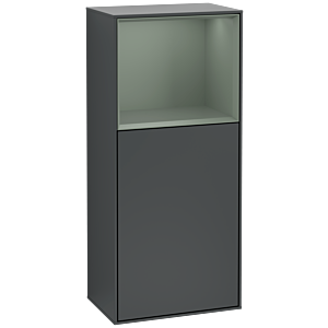 Villeroy and Boch Finion side cabinet F500GMHG 41.8x93.6x27cm, left, shelf top olive matt, Midnight Blue Matt Lacquer
