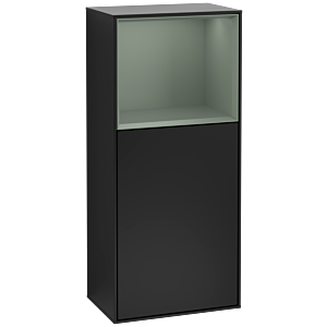 Villeroy et Boch Armoire latérale Finion F500GMPD 41.8x93.6x27cm, gauche, plateau étagère olive mat, laqué noir mat