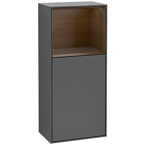 Villeroy et Boch Finion armoire latérale F500GNGK 41.8x93.6x27cm, gauche, étagère au dessus placage noyer, anthracite mat