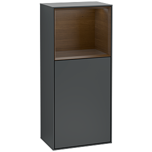 Villeroy and Boch Finion side cabinet F500GNHG 41.8x93.6x27cm, left, shelf above Walnut Veneer , Midnight Blue Matt Lacquer