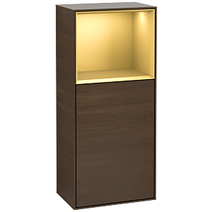 Villeroy und Boch Finion Seitenschrank F500HFGN 41,8x93,6x27cm, links, Regal oben Gold matt, Walnut veneer