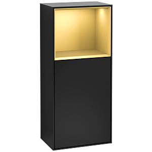 Villeroy and Boch Finion side cabinet F500HFPD 41.8x93.6x27cm, left, shelf above gold matt, black matt lacquer