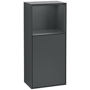 Villeroy and Boch Finion side cabinet F500HGHG 41.8x93.6x27cm, left, shelf above Midnight Blue matt, Midnight Blue Matt Lacquer